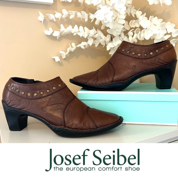 Josef Seibel Kendra Crinkle Leather Ankle Shoe/Bootie Cognac Size EU41/US10-10.5 - Picture 1 of 16